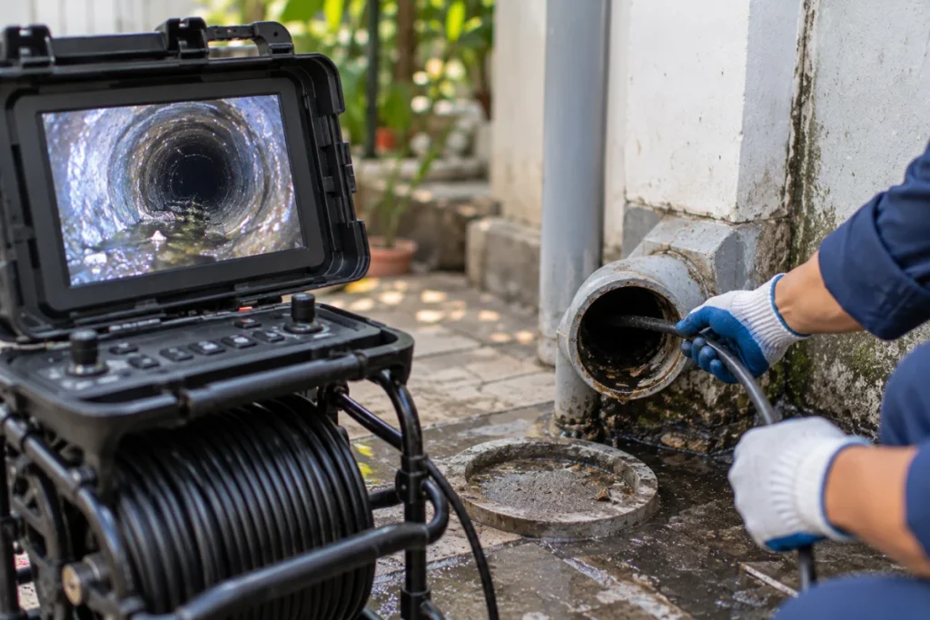 Nội soi đường ống dẫn bể phốt Phú An